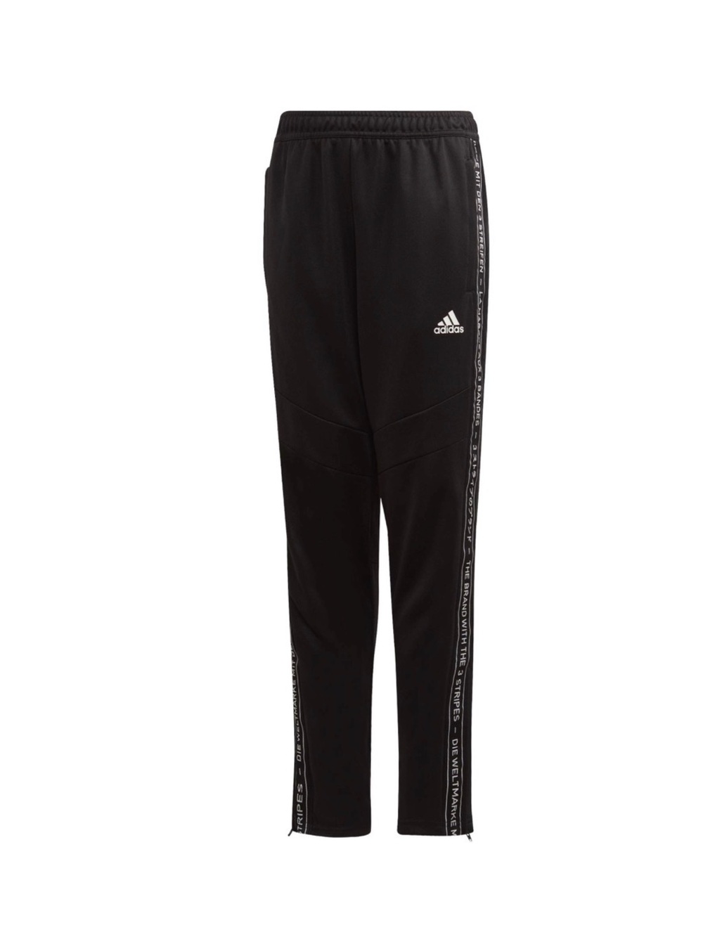 Adidas Kids Black Track Pants with Side Tape & Zipper Detail